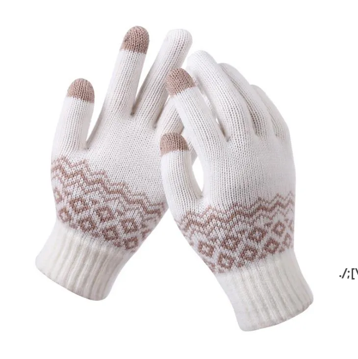 Zimowe rękawiczki z ekranem dotykowym inni odzież SMS-y Ciepłe dzianiny dotykowe rękawiczki elastyczny mankiet dla mężczyzn kobiet czarny granatowy biały szary zzf11958