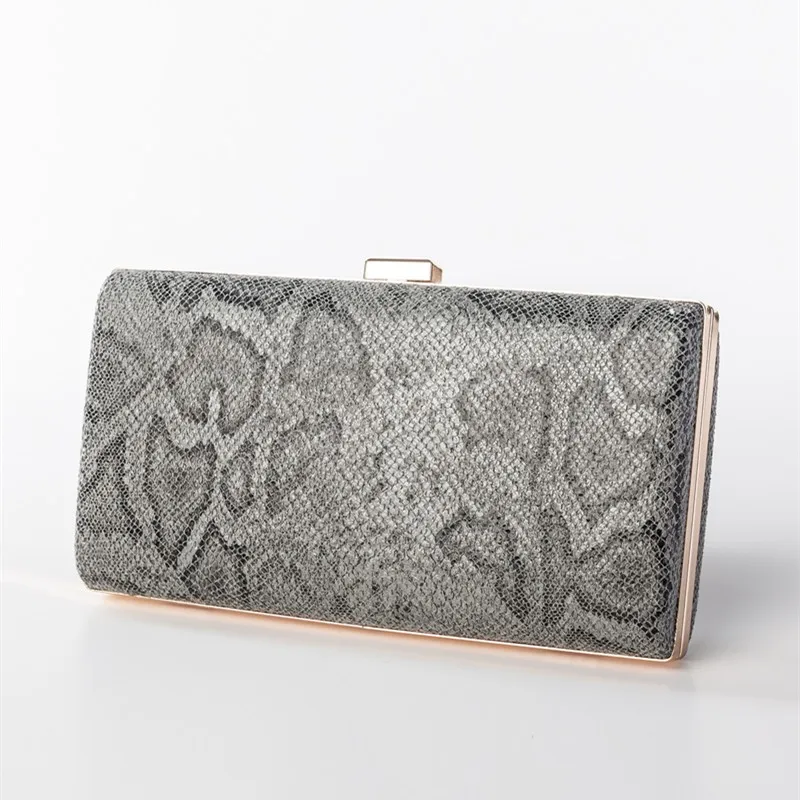 Snake Print Clutch Bags for Women PU Leather Luxury Handbag Small Square Evening Bags Party Purse