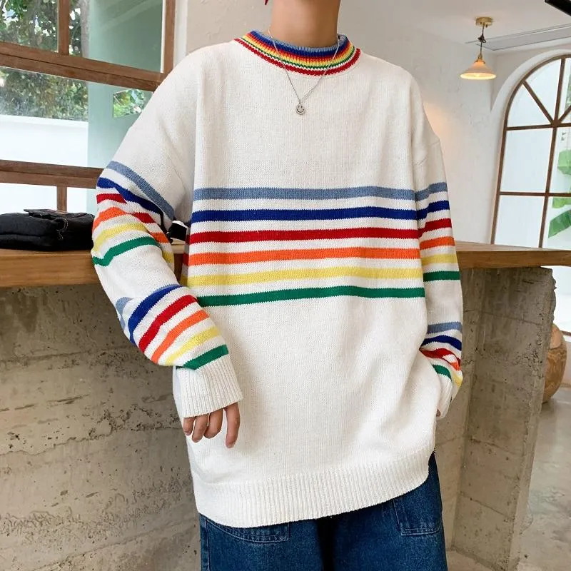 Mens rainbow on sale striped sweater
