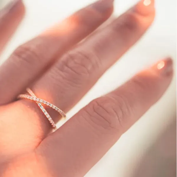 Принцесса Круглый вырезать алмазное кольцо 18k розовый золотой крест наполнен ювелирные изделия свадебные обручальные годовщины свадьбы