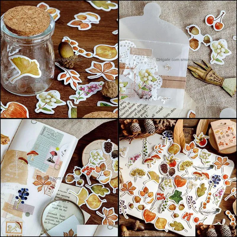 Gift Wrap Set Of 46 Simulation Plants Series Sticker Watercolor Scrapbooking Decal Pack Decorative Collection For DIY Diary MOUN777