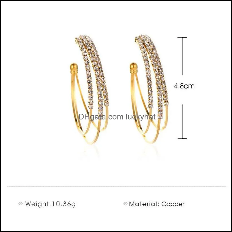 10pairs/Lot Korea Multi Layer C-shaped Ear Ring Geometric Copper Diamond Earrings For Women Hot Business Party Stud Earring Jewelry