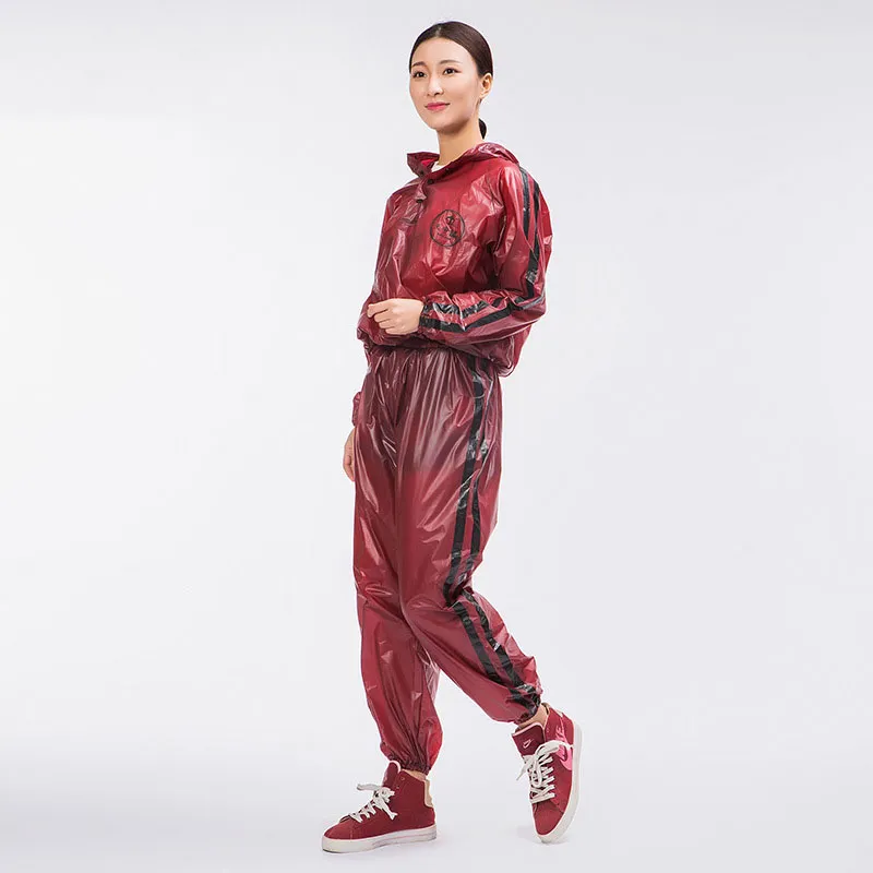 Pantaloni da uomo di grandi dimensioni Tuta con cappuccio Giacca a vento Escursionismo Idee regalo Pioggia per adulti Corsa Sport Impermeabile rosso Set da donna