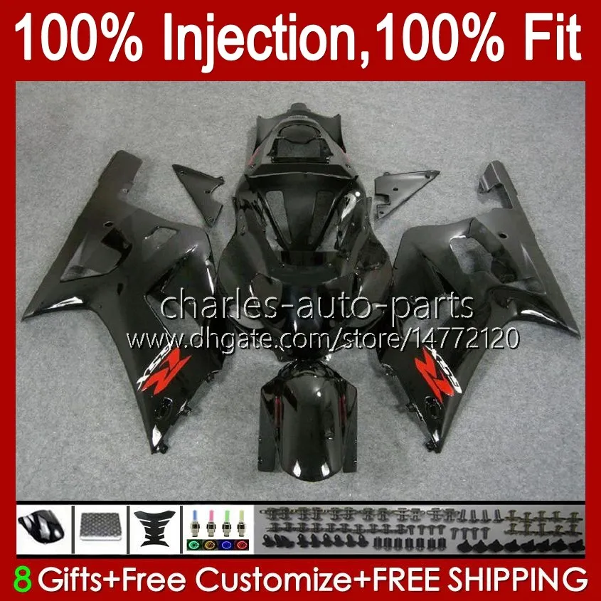 Injektionsform för Suzuki GSXR750 K1 GSXR 600 750 CC 2001 2002 2003 Bodys 37NO.18 GSXR600 GSXR-750 GSXR-600 01-03 600CC 750cc GSX-R750 01 02 03 OEM FAIRING Glansig svart