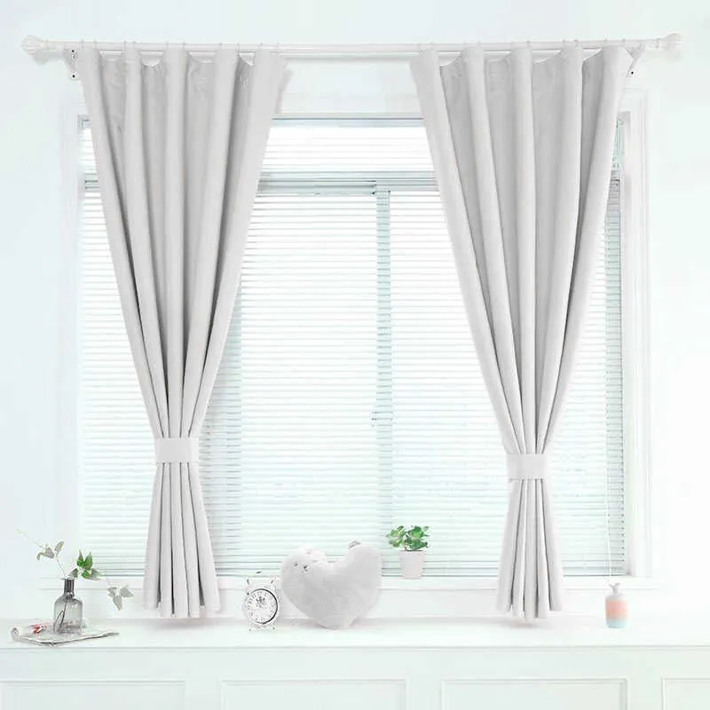 ENHAO Modern Short Curtains For Kitchen Window Curtain For Living Room Bedroom Solid Cloth Drapes Window Treatment Home Decor 210712