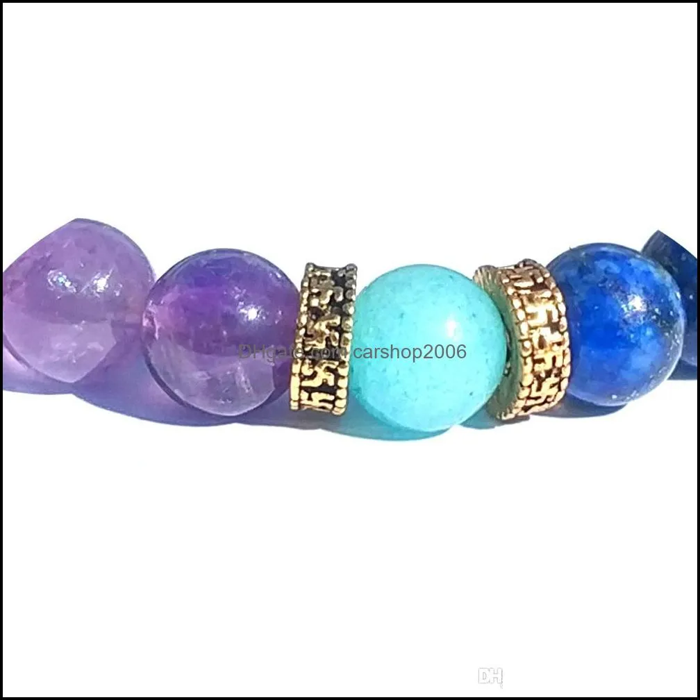 Health bracelet gold plated four-word alloy high quality natural stone amethyst Tianhe stone men and women