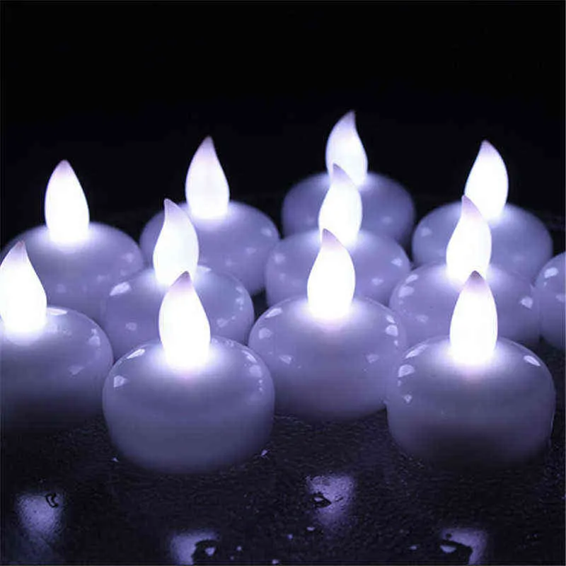 Cool White Not Flimer Floating Candles 12 Pieces, Water Resistant Candele, Special Velas Decorativa, Mini LED Battery Candles