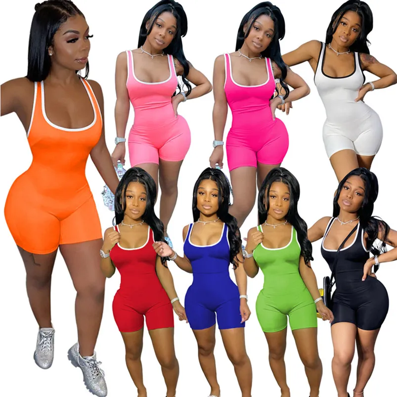 Trendy Black Shapewear Tank Rompers For Women Sleeveless Skinny Bodysuits  With Casual Black Leggings In Solid Color Size S XL 4589 From Earthcn,  $40.21
