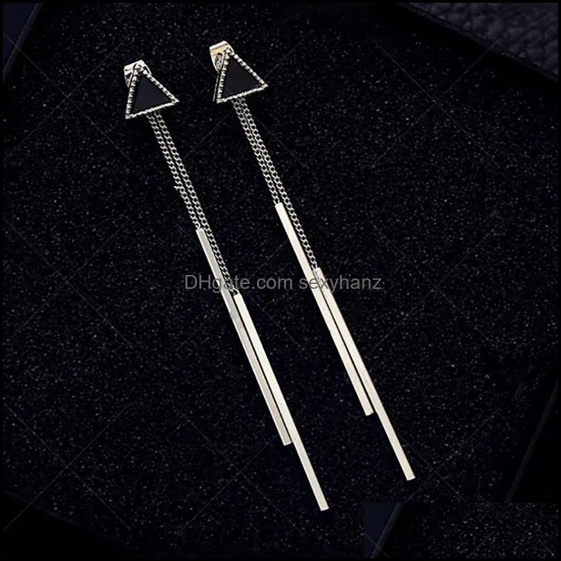 Geometric Triangle Long Tassel Bar Drop Earrings For Women Minimalism Personality Ear Line Dangle Oorbellen Gift