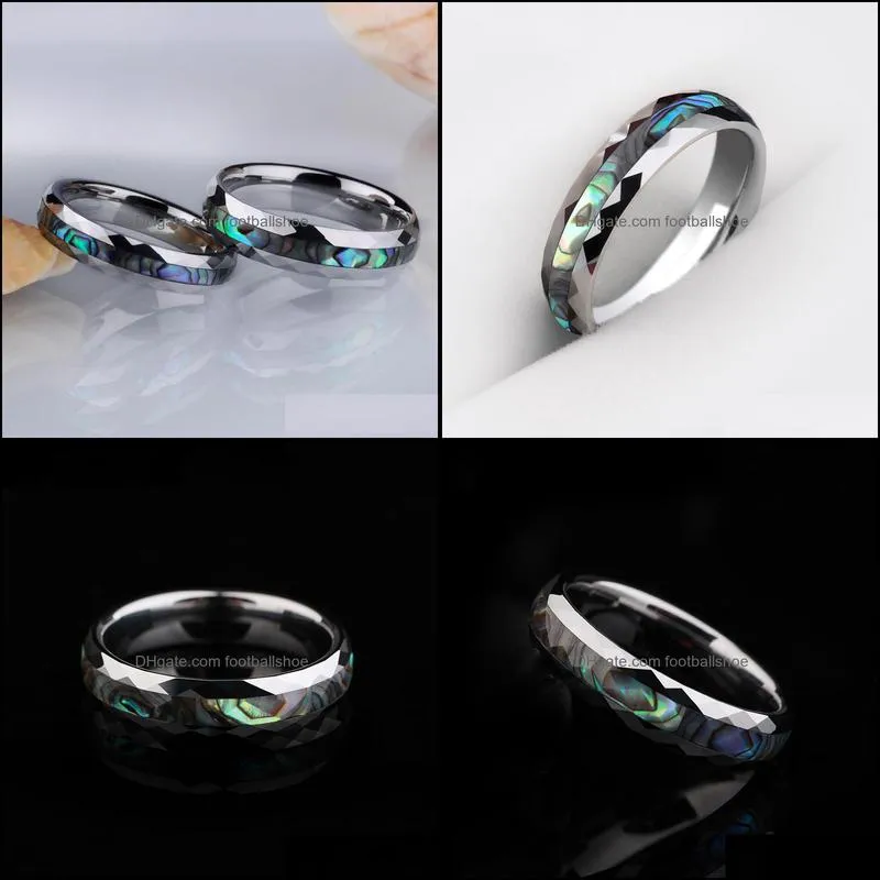 1pcs Romantic Wedding Ring for Lovers/Couples Tungsten Carbide Inlay Colorful Deep Sea Shell Comfort Fit 4mm/5mm Width Size 5-12 Y1128