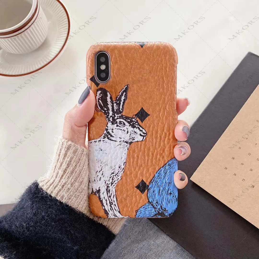 M Design Rabbit Phone Case for iPhone 14 13 12 11 11pro X Xs Max Xr 8 7 6 6s Plus Leather Skin Cover Shell for iPhoneX 7plus 8plus