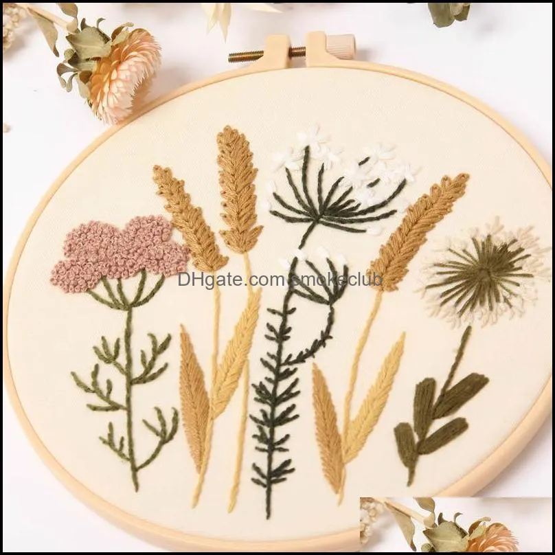 Other Arts And Crafts Flower Embroidery Start DIY Kits With Hoop For Beginner Needlework Cross Stitch Set Handmade Sewing Craft Art