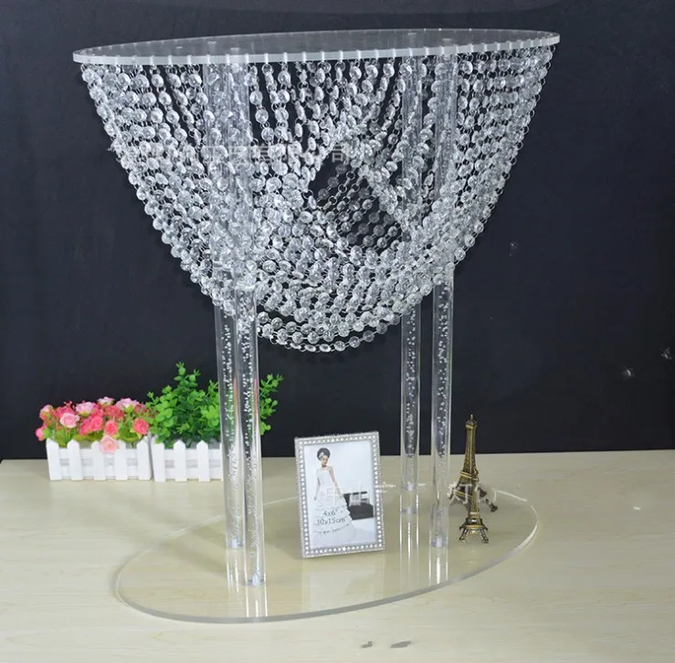 80 cm (31 ") brillant forme ovale cristal acrylique fête décoration perlé mariage centres de table support de fleur décor de table pour événement