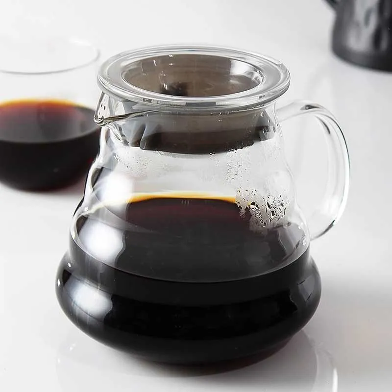 Pentola, gocciolatore in vetro da 350 ml, 600 ml, 800 ml, manico isolato per conservare il caffè e il bollitore fresco.