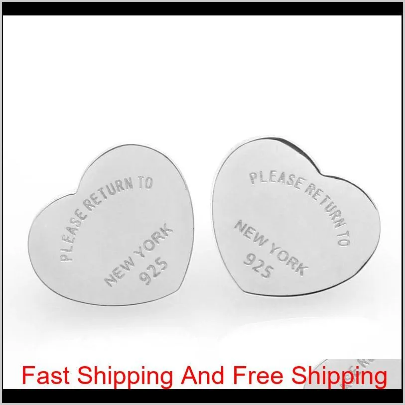 three color heart earrings for women romantic lovely stainless steel stud earrings with english letters fine jewelry gift