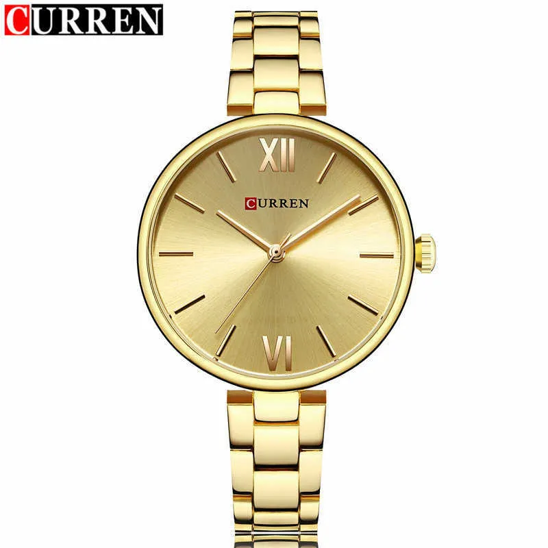 Curren Gold Dames Horloges Luxe Merk Unieke Eenvoudige Jurk Vrouwelijke Polshorloges Dames Waterdichte Klok Relogio Feminino 210527