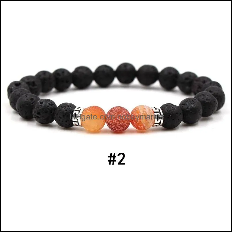 New Arrival 7 Colors Chakra Men Lava Rock Bracelet 8mm Black Natural Volcanic Healing Energy Stone Yoga Bangle For women Fashion