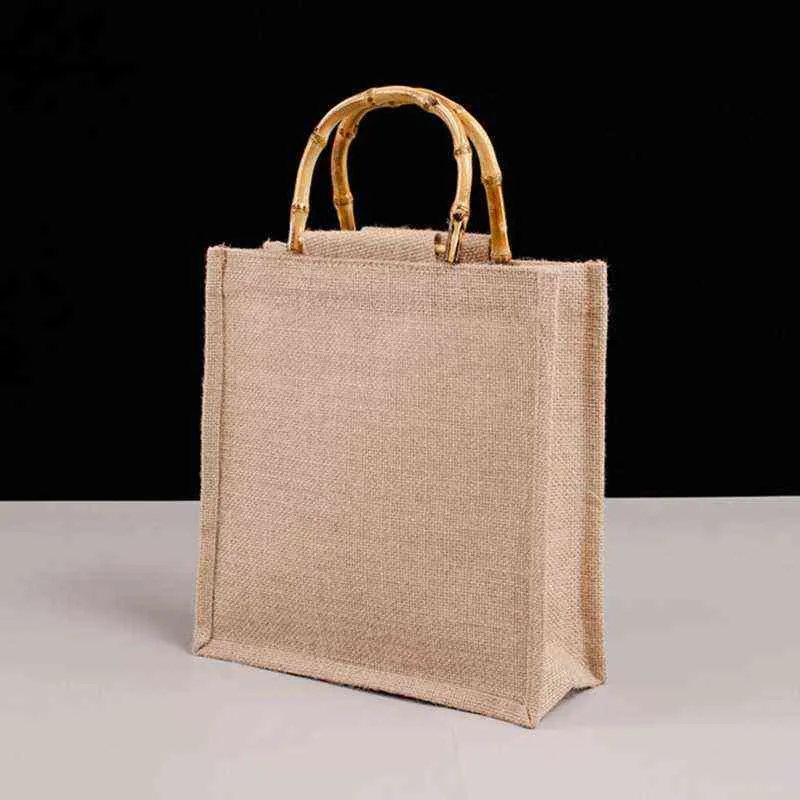 NXY Burlap Jute Jute Bag Price Portable Handbag With Bamboo Loop Handles For Women And Girls Reusable Tote For Groceries 220128 From Poplov1854 24.37 DHgate.Com