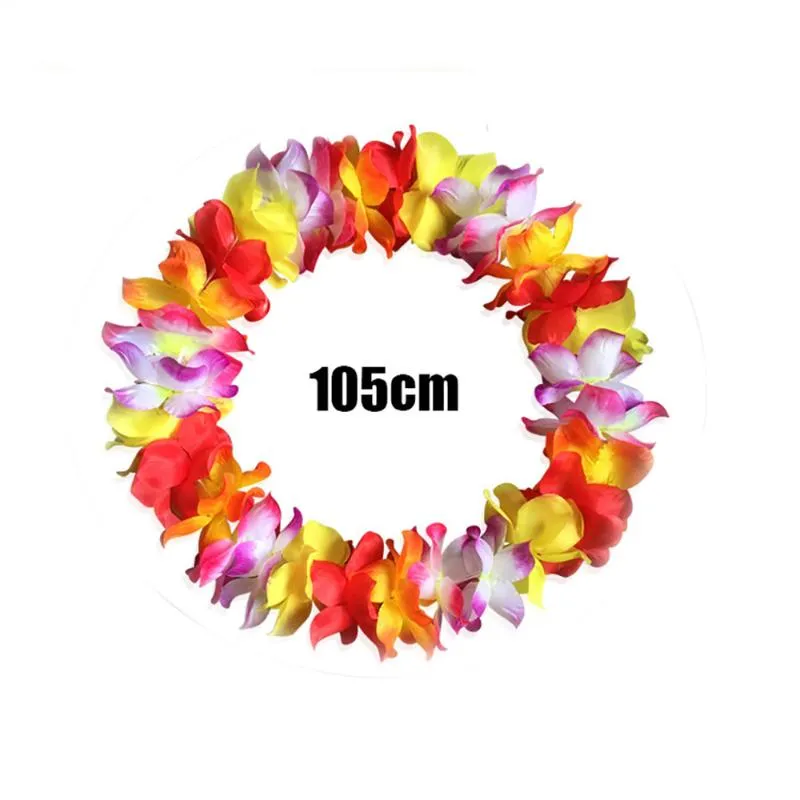 Dekorativa Blommor Kransar 1 st Counts Tropical Hawaiian Luau Flower Lei Party Favors Oroter 105cm Krans H5