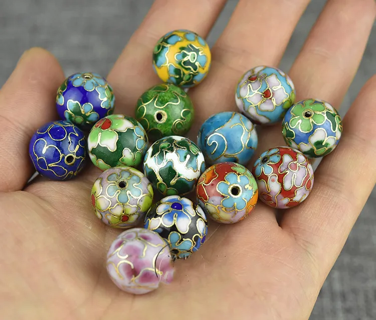 5pcs Cloisonne Enamel Round Loose Bead Handmade DIY Jewelry Making Findings  Filigree Spacer beads Earrings Bracelet Accessories - AliExpress