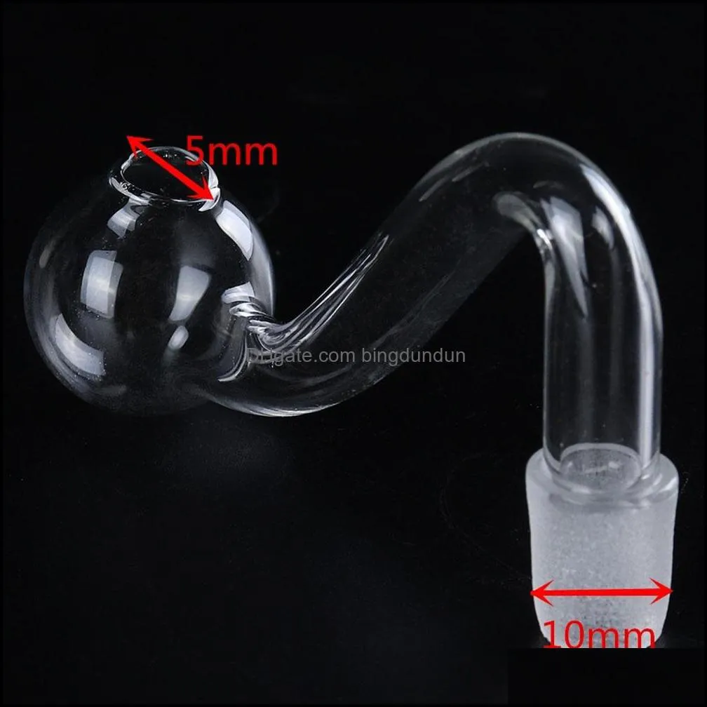 Clear 10mm Male joint glass bowls Pyrex Glass Oil Burner Pipe transparent tobacco Bent Bowl Hookah Adapter Thick Bong Pipes Smoking Tube Nail Burning