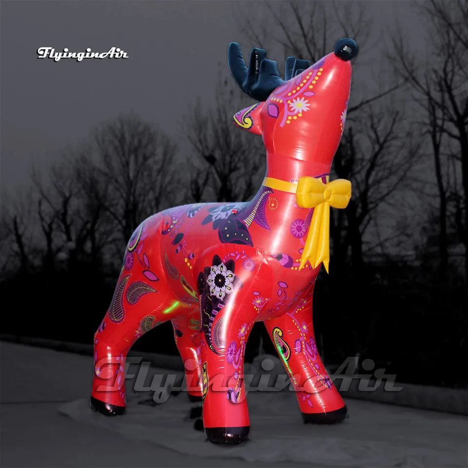 Aangepaste reclame cartoon dier mascotte model 5m rode opblaasbare kerst rendier ballon voor winter openlucht park en tuin decoratie