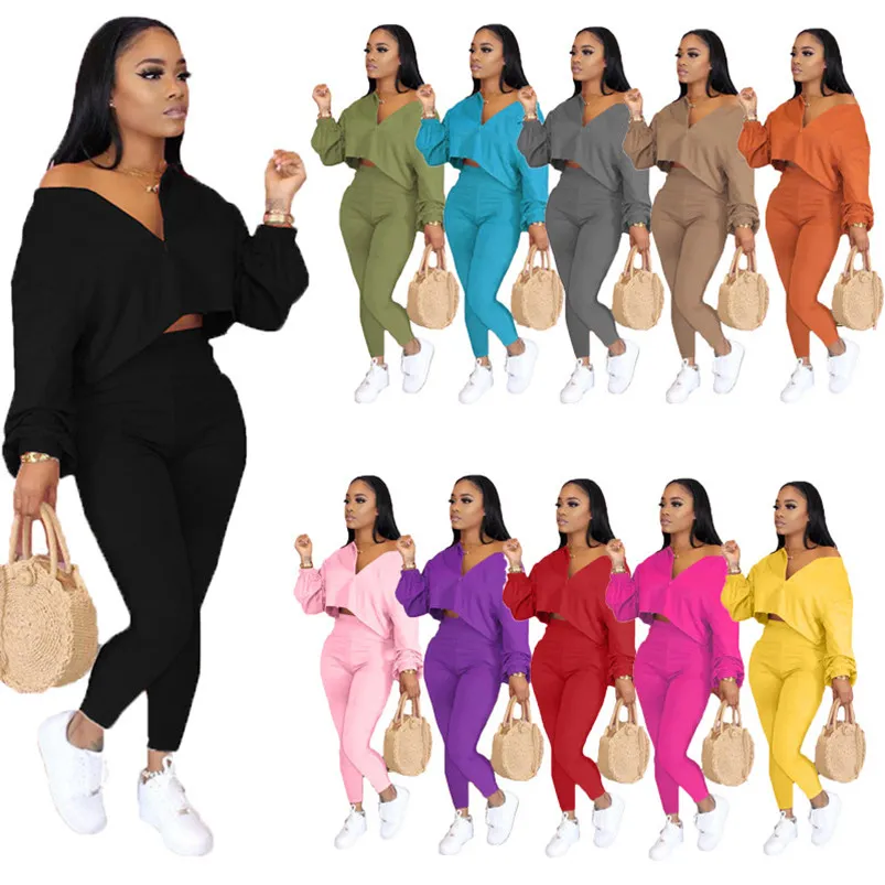 Plus Storlek Kvinnors Sportkläder Två bitar Outfits Långärmad Toppbyxor Dam Nya Modebyxor Set Tracksuits Ny typ Hot Selling KLW0709