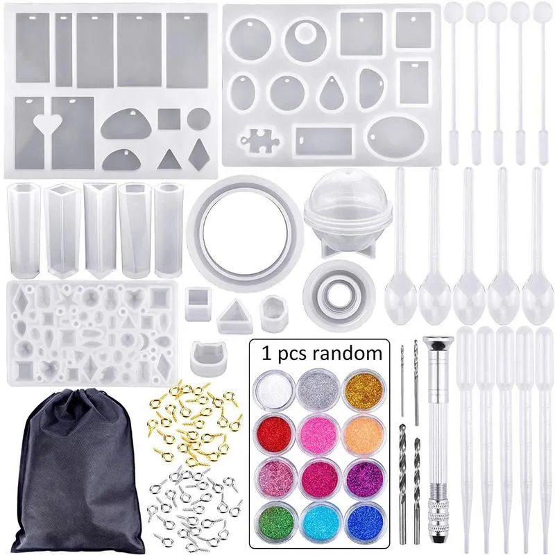 83Pcs Mold Tools Kit Resin Casting Molds For Crafts Silicone Epoxy Jewelry Necklace Pendant DIY 608 S2