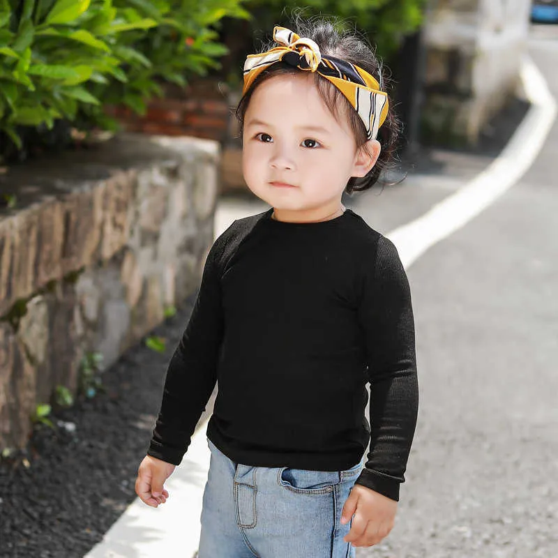Korean Baby Slim Casual Tops For Boys And Girls Long Sleeve Base
