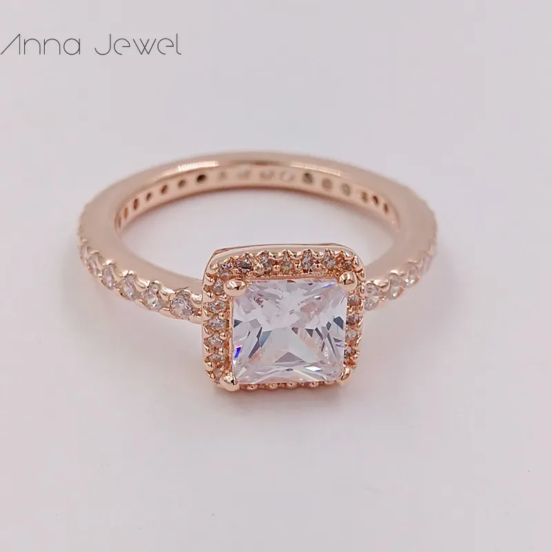 Geen kleur fading sieraden bruiloft stijl engagement belofte diamant effen rose goud pandora ringen voor vrouwen mannen vinger ring sets verjaardag valentijn geschenken 180947cz