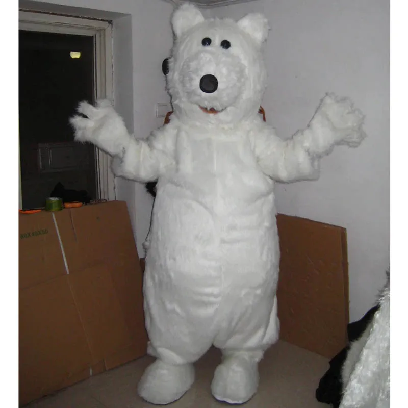 Costume de mascotte d'ours polaire blanc d'Halloween de haute qualité Personnaliser le personnage de thème d'anime de dessin animé Unisexe Adultes Outfit Carnaval de Noël Déguisements