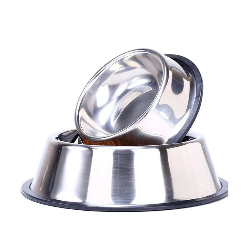 Stainless Steel Dog Cat Bowls Splash-proof Pet Food Water Feeder For Dog Puppy Cats Pets Supplies Feeding Dishes yq00981