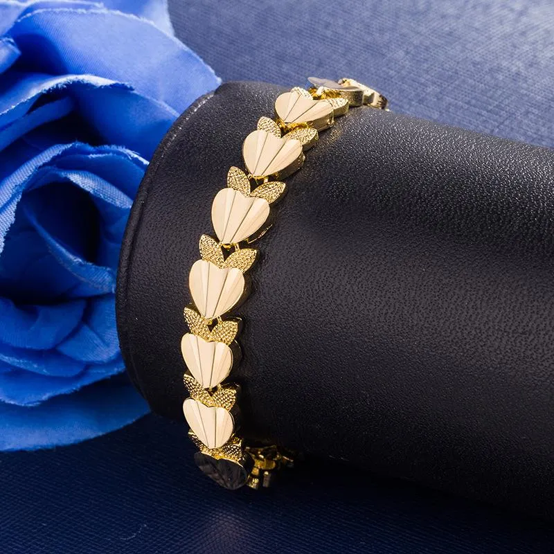 Link, cadeia 2021 19 cm coração ouro cor pulseira de pulseira para mulheres aniversário aniversário presente jóias a granel por atacado gota
