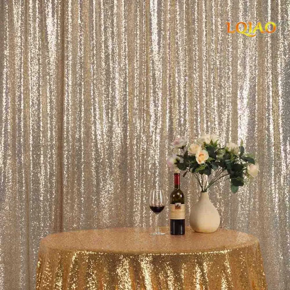 Light Gold Sequin Curtain Backdrop-003