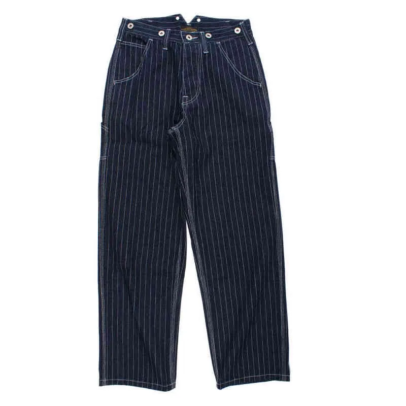 Dikey Çizgili Denim Pantolon Erkek Pinstripe Baggy Kot Rahat Gevşek Düz-Bacak Pantolon Erkekler G0104