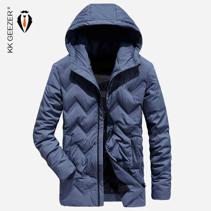 Uomo Lungo Inverno Giubbotti Frangivento Tinta unita Anatra Parka Militare Affari Cappotto spesso imbottito Parka Cappotto impermeabile Y1103