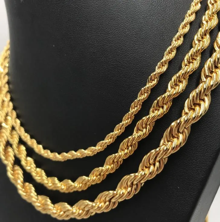 Chains Necklaces & Pendants Jewelry24K Color Filled For Men And Women Necklace Bracelet Gold Rope Chain High Quality Drop Delivery 2021