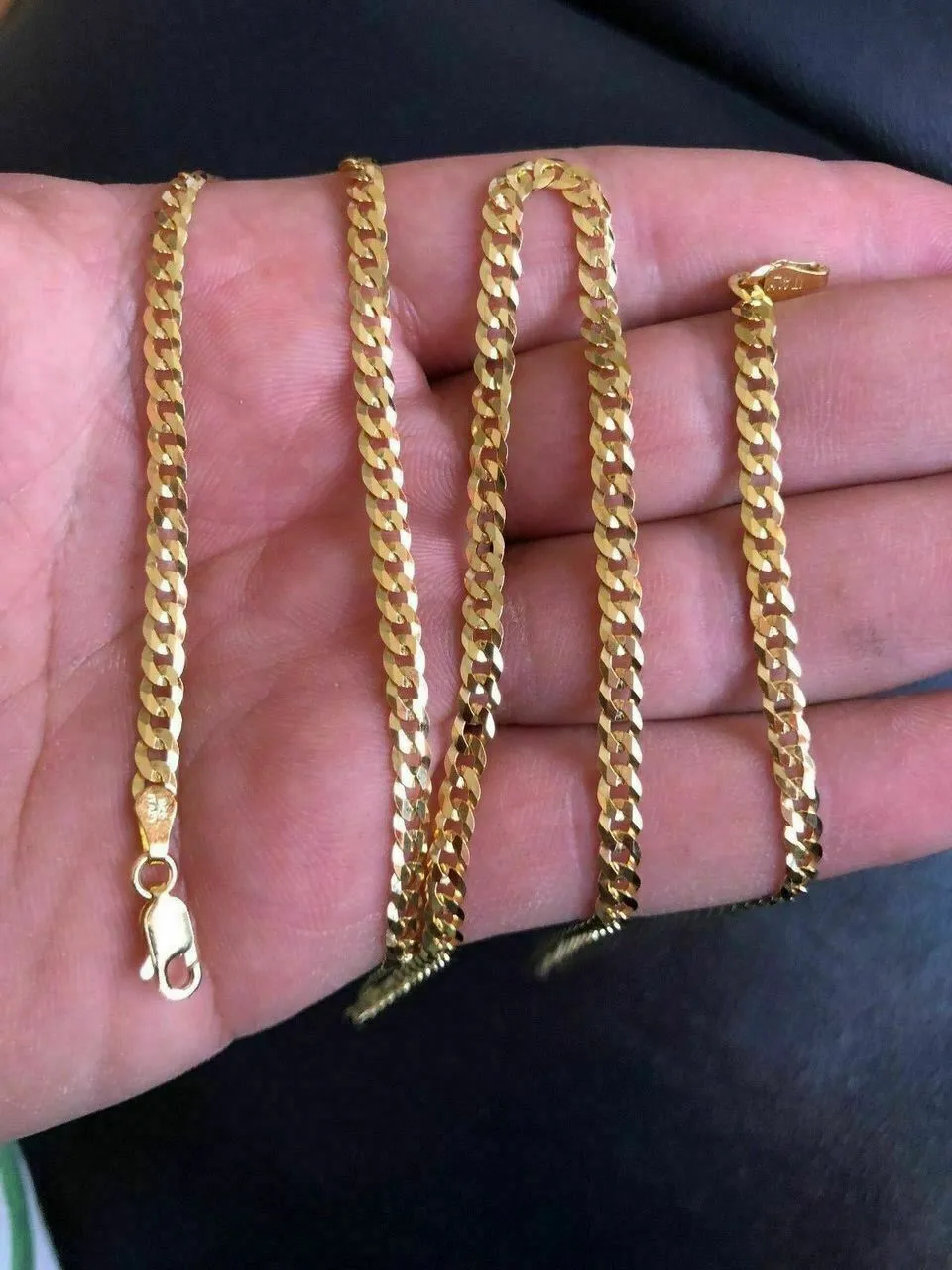 Mäns kvinnors kubanska länkkedja 14k guldpläterad 7mm