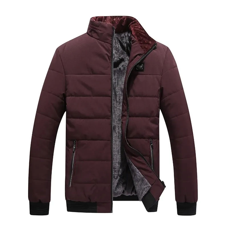 Herren Winterjacke Plus Kaschmir Blouson Homme Männlicher Stehkragen Business Mantel Warm Halten Dicke Splice Baumwollkleidung 210916