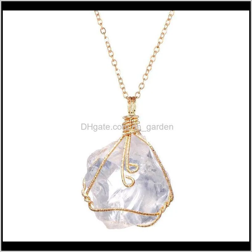 Hot Natural Crystal Quartz Stone Necklace Gemstone Pendant Women Irregular Necklace Womens Druzy Quartz Clusters Geode Jewelry WCW187