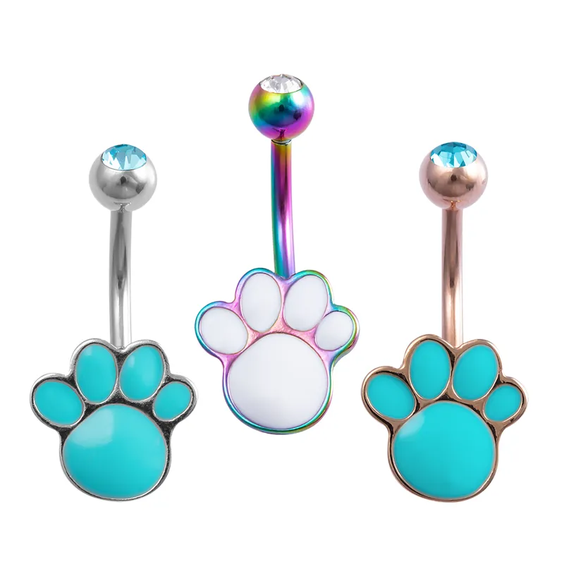 Paw Navel Ring Belly Button Rings Belly Piercing Bungelen Ombligo Party Chirurgisch Staal Sexy Voor Vrouw Lichaam Sieraden