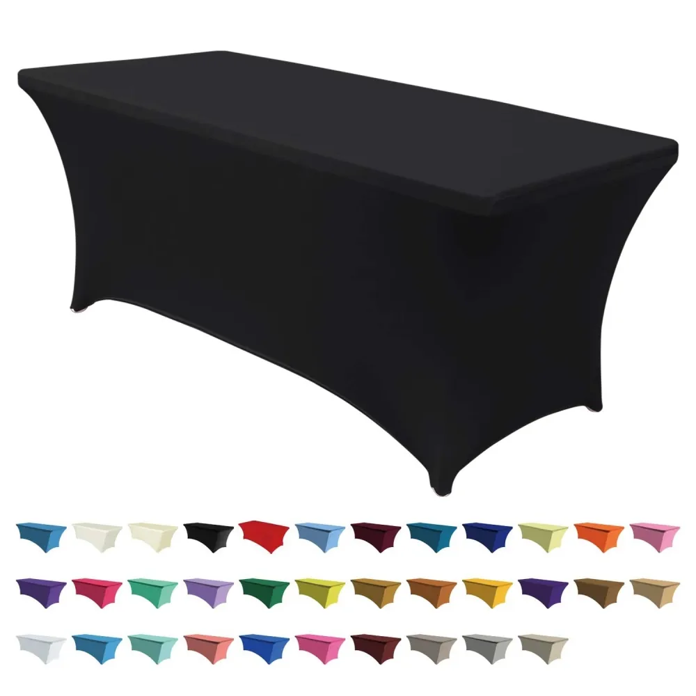 Stretch Spandex Table Cloths Desk Cover for Standard Folding Tables Universal Rectangular Fitted Tablecloth Protector