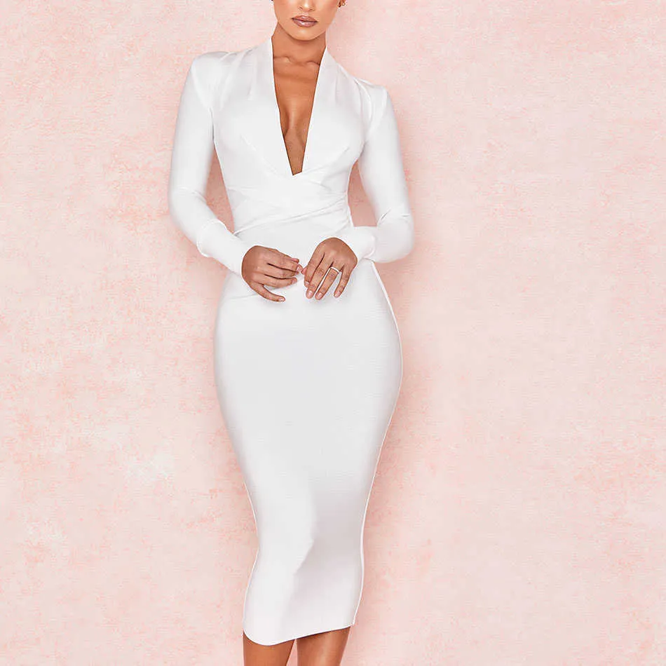 Bodycon Robe Bodycon Summer Robes: Robe De Bandage Du Cou Deep En V Pour Femmes Avec ...