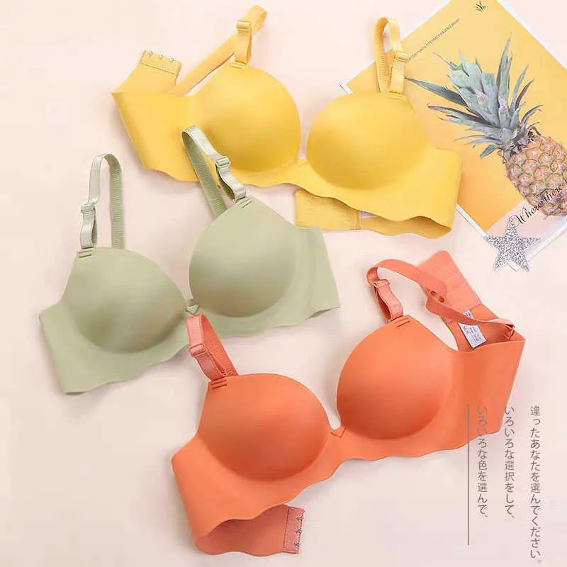 Briefs Panties Wasteheart Women Fashion Orange Yellow Bra Sets Bralette One-Piece Bras Soft Cotton Panties Push Up Underwear Sexy Lingerie Sets L2404