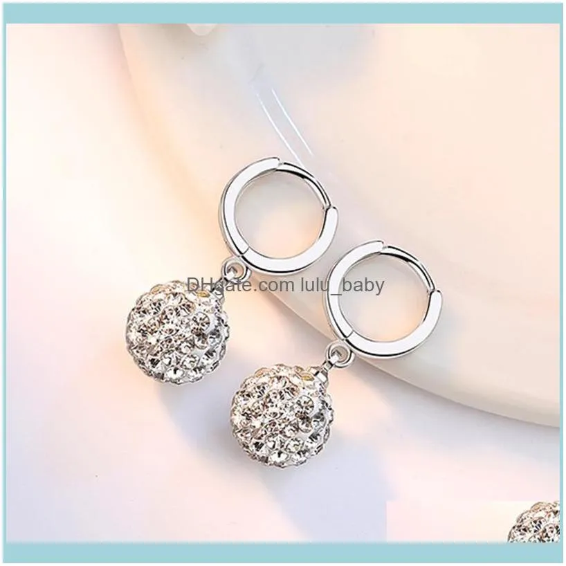 Fashion Simple Hoop Earrings Smooth Tiny Huggies With Small Ball Pendants Crystal Elegant Dangle Earring Accessories Gifts & Huggie