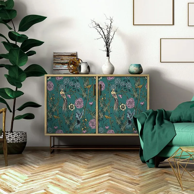 Fönsterklistermärken retro europeisk kreativ säng rum möbler grön konst unik romantik naklejki na drzwi hem dekoration ei50zs