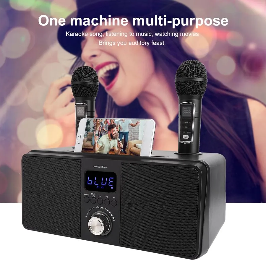2024 デュアルワイヤレスマイクBluetoothスピーカーカラオケシステム