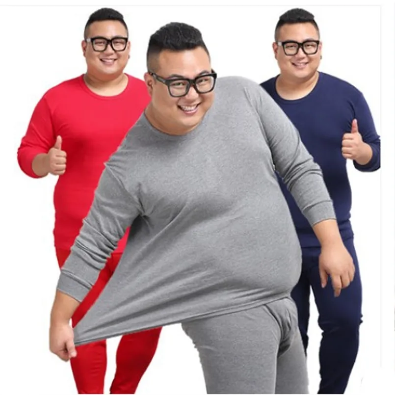 Grande taille sous-vêtement thermique hommes O cou coton sous-vêtement thermique pantalon long costume chaud t-shirt respirant résister froid hiver 211108