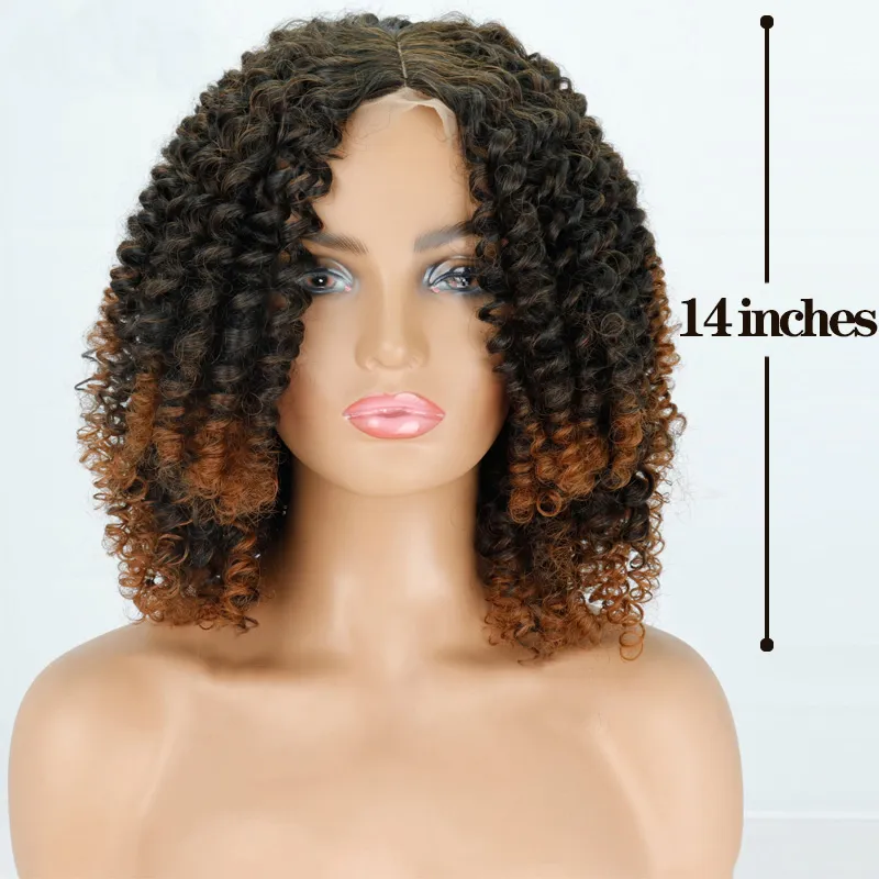 14 -calowe afro perwersyjne krwawą perukę syntetyczną krótką perukę mieszaną blond peruki dla czarnych kobiet codziennie WigFactory Direct
