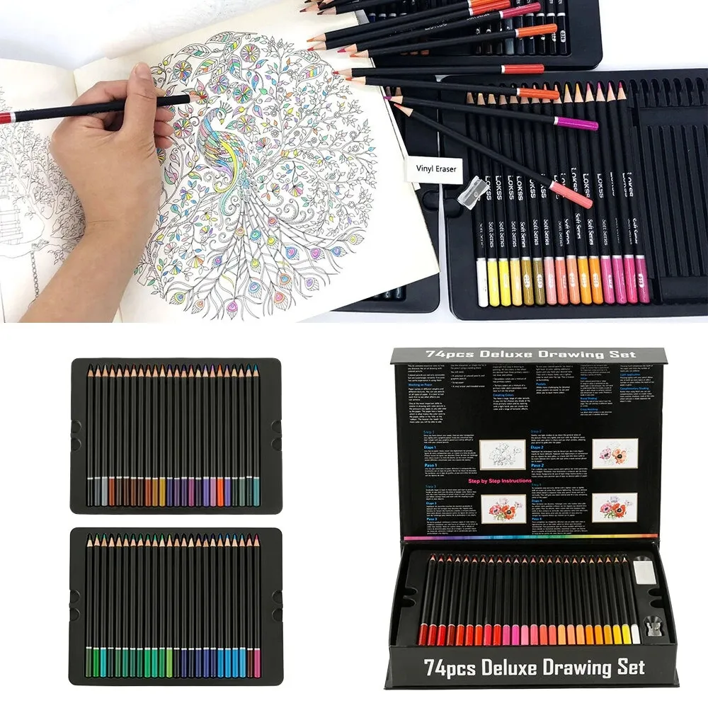 75pcs kolorowy ołówek Zestaw artystów malarstwo szkicowanie kolorowy ołówek